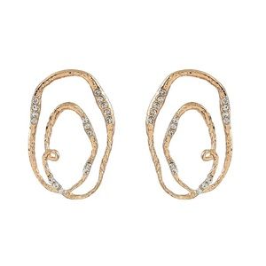 New textured shiny earrings, gold color.